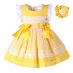 Pettigirl New Girls Easter Dress Summer Yellow Cotton Kids Dress