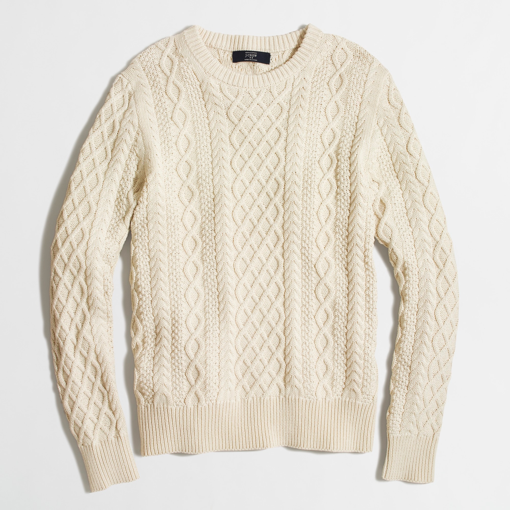 Fisherman cable crewneck sweater : | Factory