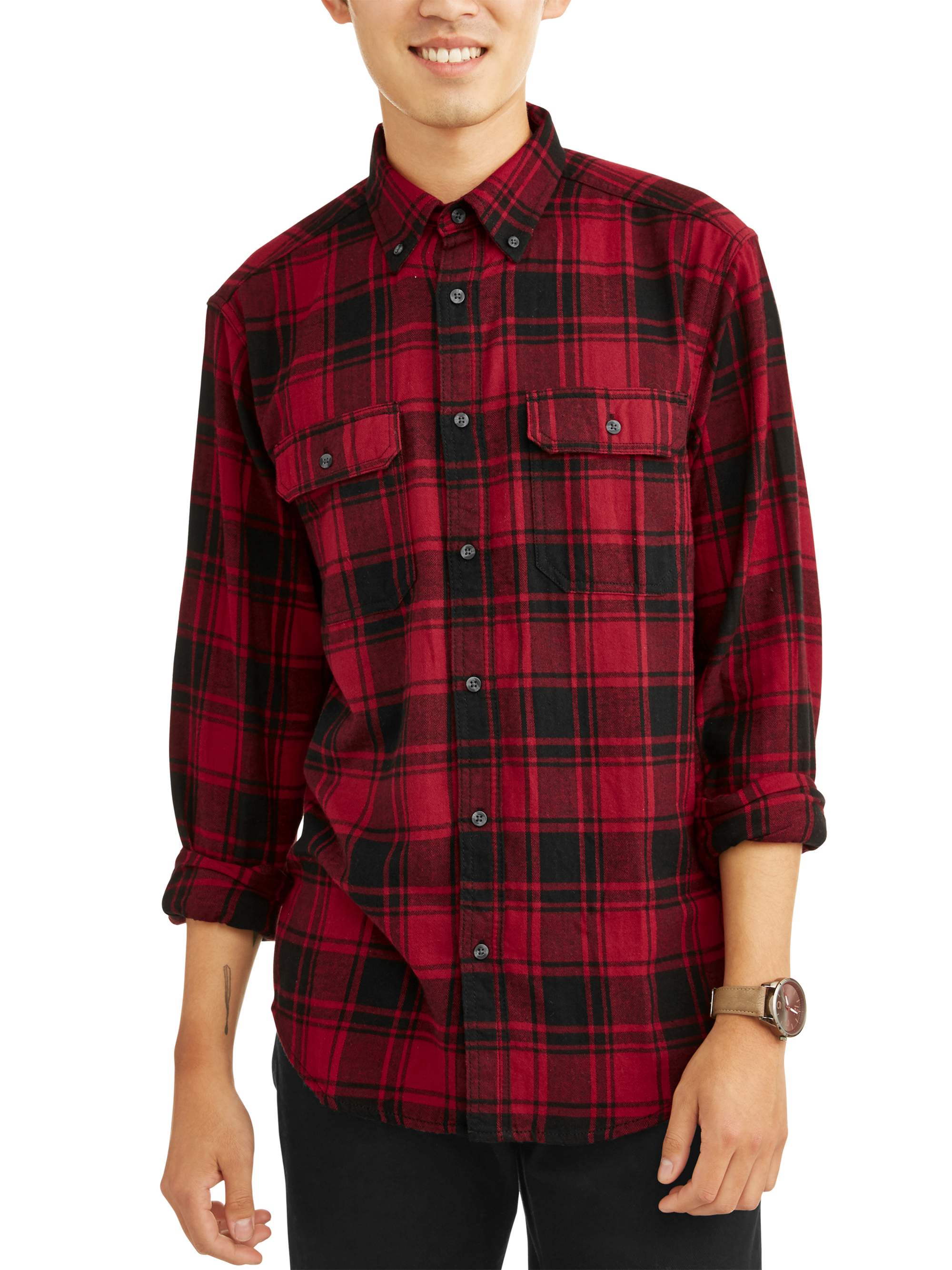 George - George Men's and Big & Tall Long Sleeve Flannel Shirt, up