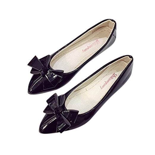 Amazon.com: BeautyVanu2014u2014 Bow Pointed Toe Women Flats Woman Flat Shoes