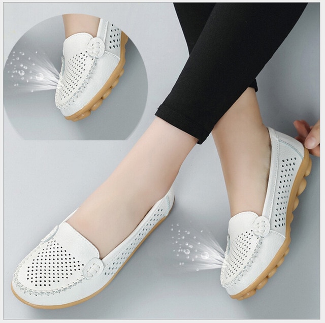 2018 Spring summer Genuine leather women flats shoes female casual