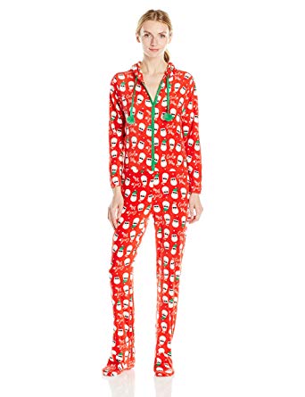 Amazon.com: PJ Couture Women's Ugly Christmas Footed Pajama, Red