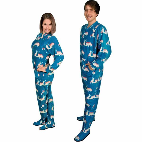 Footie Pajamas for Adults with Butt Flap Italian Scooter Fleece
