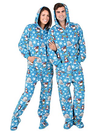Amazon.com: Footed Pajamas - Winter Wonderland Adult Hoodie Fleece
