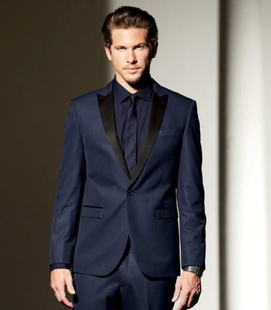 2017 Men Formal Suits Fashion Blue Navy Business Suit Men Wedding