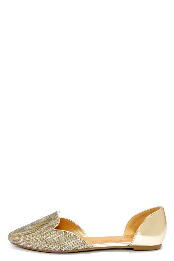 Cute Gold Flats - D'Orsay Shoes - Pointed Flats - $23.00