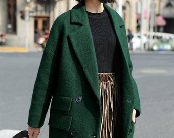 Dark green coat | Etsy