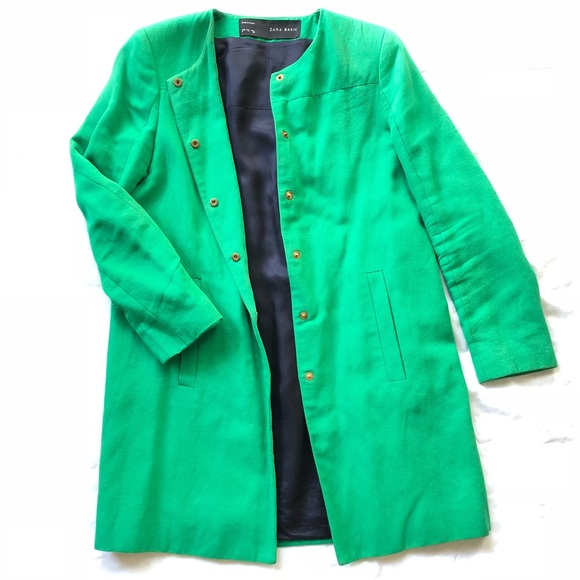 Zara Jackets & Coats | Green Coat | Poshmark