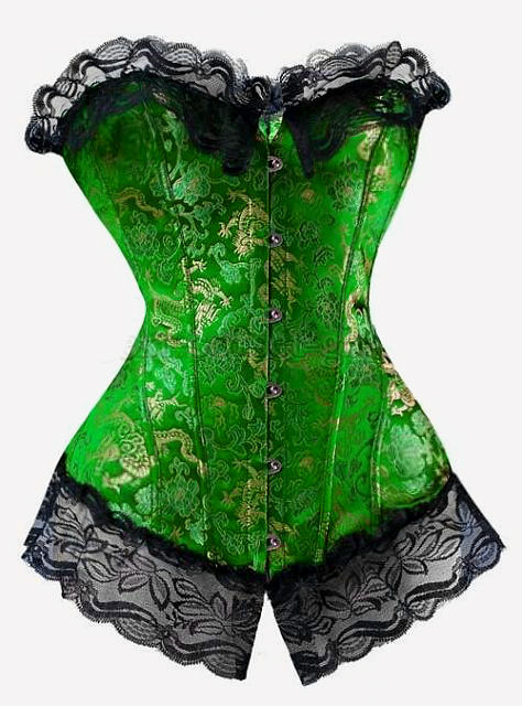 Cheap Corset Sexy Green and Gold Exhilerating and Sturdy Corset
