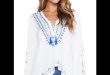 Surf Gypsy Tops | White Peasant Top With Blue Accents | Poshmark