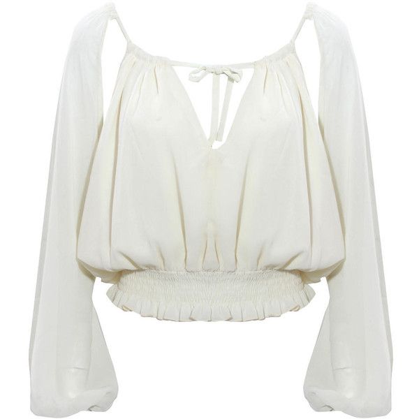 Sheer Cropped Gypsy Blouse ($15) ❤ liked on Polyvore featuring tops