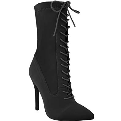 Amazon.com | Fashion Thirsty Womens Lace Up High Heel Stiletto Lycra