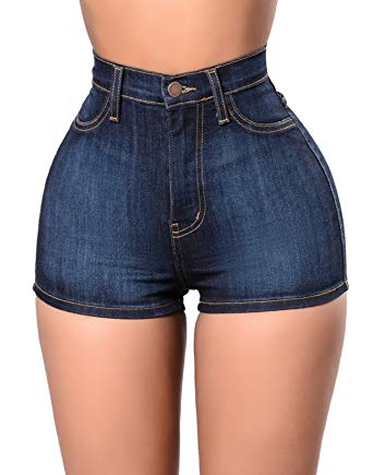 Tengo Women's High Waist Buttocks Denim Shorts at Amazon Women's