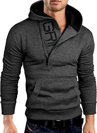 Grin&Bear Slim Fit half zip Hoodie Jacket embroidered Sweatshirt