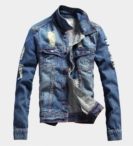 Fall Ripped Denim Jacket 2016 Men'S Winter Jean Jacket Men Vintage