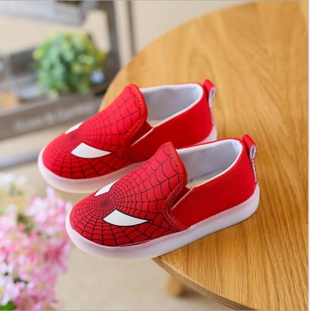 Kids Shoes With Light Boys Led Sneakers New Spring Spider Man Batman
