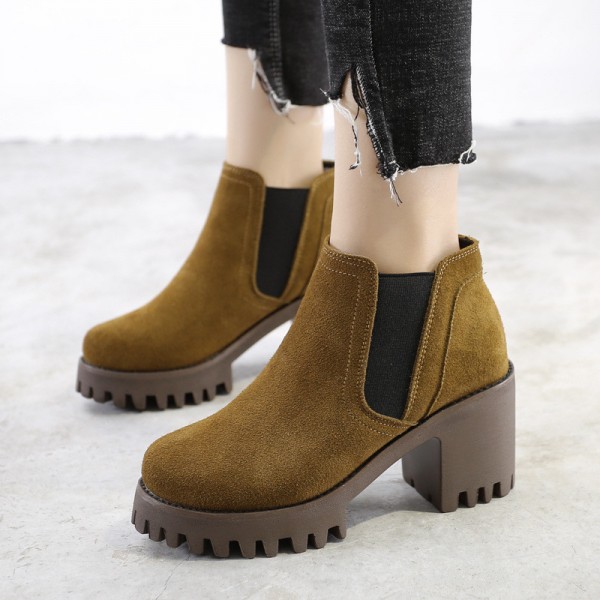Buy Female Ankle Boots High Quality Leather Shoes Pointed Toe Mid