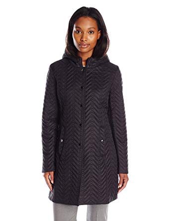 LARRY LEVINE Women's Quilted Jacket with Hood at Amazon Women's