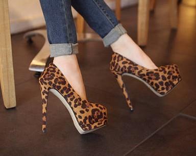 2015 new fashion cool leopard high heels women shoes girls cheetah