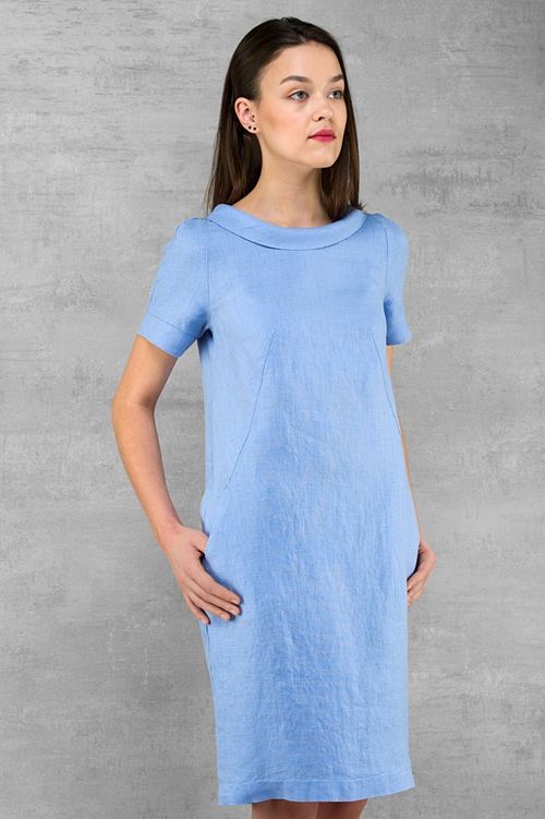 Linen dress, blue colour, softened pre washed linen clothing for