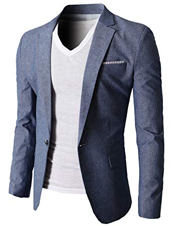 H2H Mens Slim Fit Suits Casual Solid Lightweight Blazer Jackets One