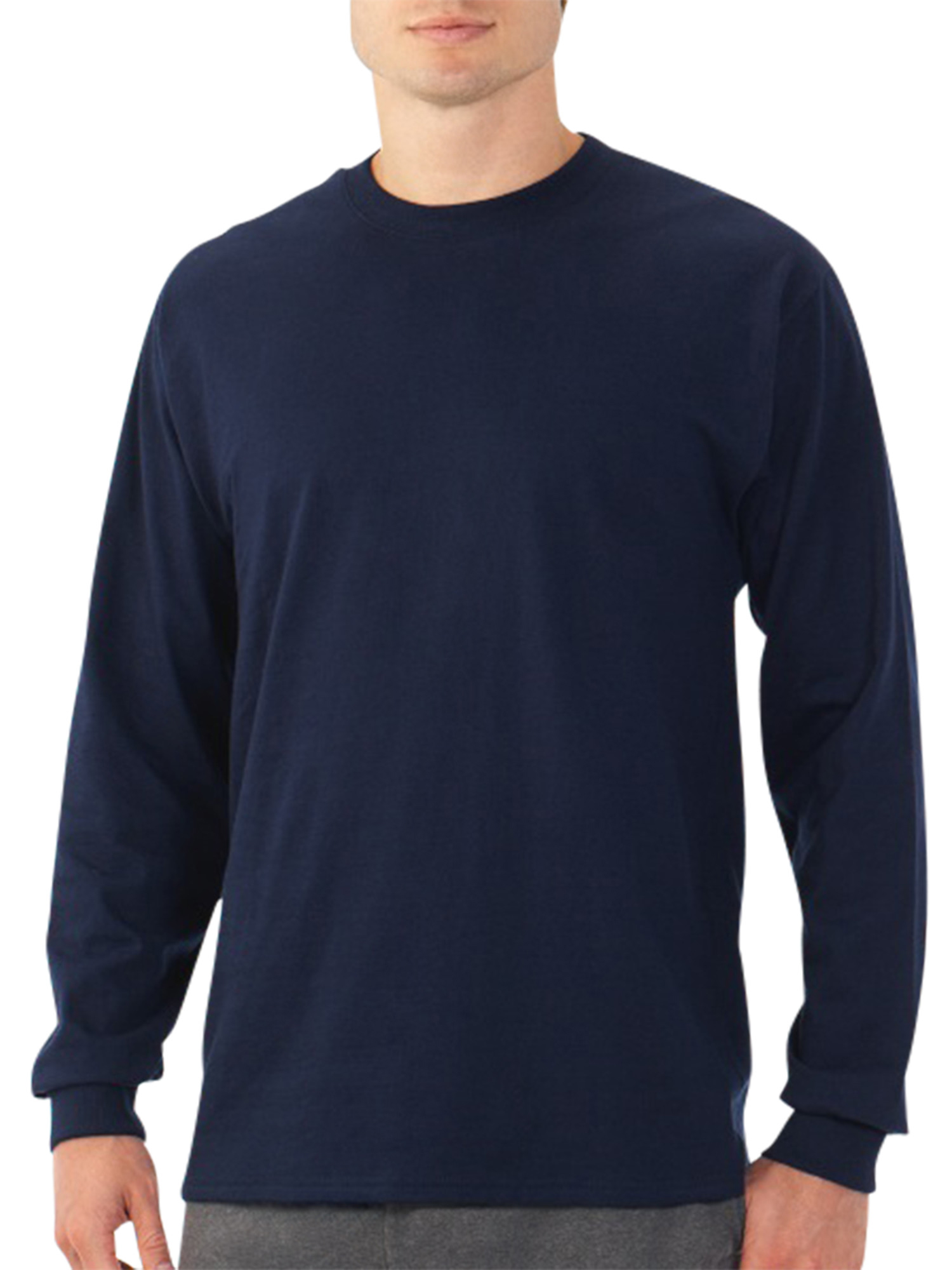 Platinum Eversoft Men's Long Sleeve Crew T Shirt with Rib Cuffs, up