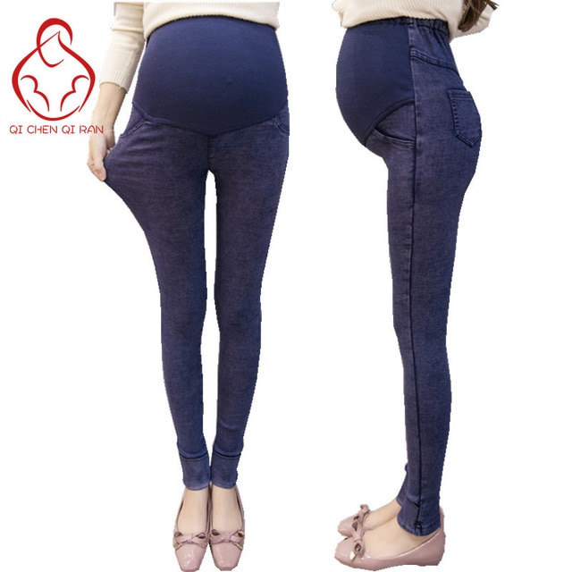 2017 Pregnant women with stretch maternity jeans Pregnant women