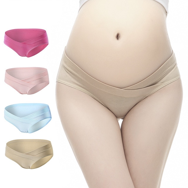4Pcs/Lot Cotton U Shaped Low Waist Maternity Underwear Pregnant