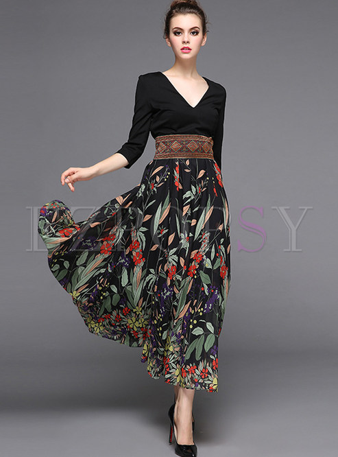 Dresses | Maxi Dresses | Stylish Stitching High Waist Maxi Dress