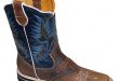 Amazon.com | Men Cowboy Genuine Cowhide Leather Square Toe Rodeo