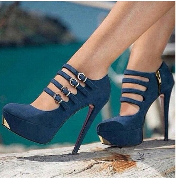 shoes, high heels, heels, clothes, lovely, prom, navy, gold, blue