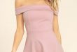 Cute Blush Pink Dress - Off-the-Shoulder Dress -Skater Dress