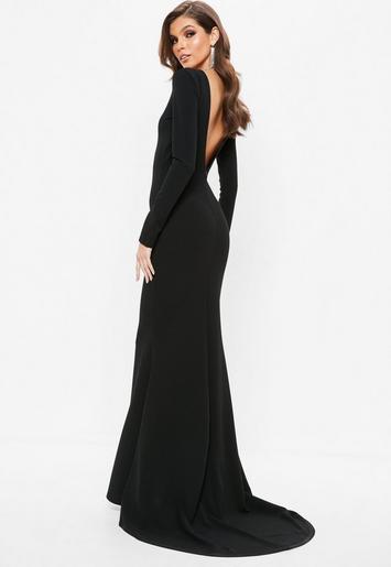 Black Open Back Maxi Dress | Missguided