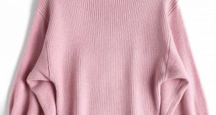 44% OFF] 2019 Lantern Sleeve Mock Neck Sweater In PINK ONE SIZE | ZAFUL