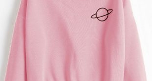 51% OFF] [HOT] 2019 Planet Graphic Drop Shoulder Sweatshirt In PINK