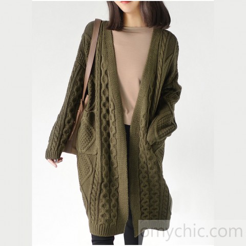Creem woolen knit coats oversize casual outwear plus size cardigans