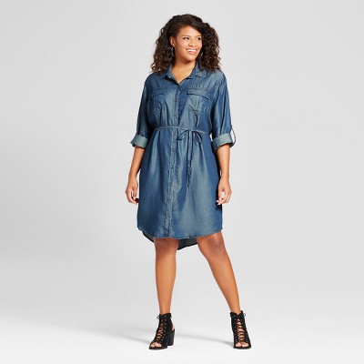 Women's Plus Size Denim Shirtdress - Ava & Viv™ : Target