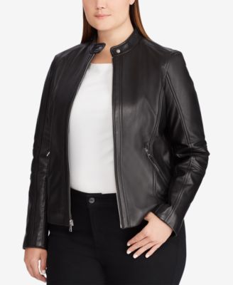 Lauren Ralph Lauren Plus Size Leather Jacket - Coats - Women - Macy's