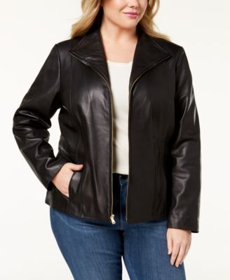 Cole Haan Plus Size Leather Jacket - Coats - Women - Macy's