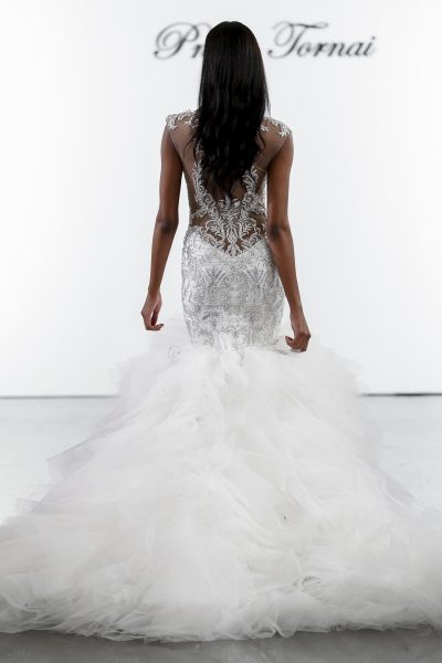 Crystall Embellished Mermaid Wedding Dress With Tulle Skirt