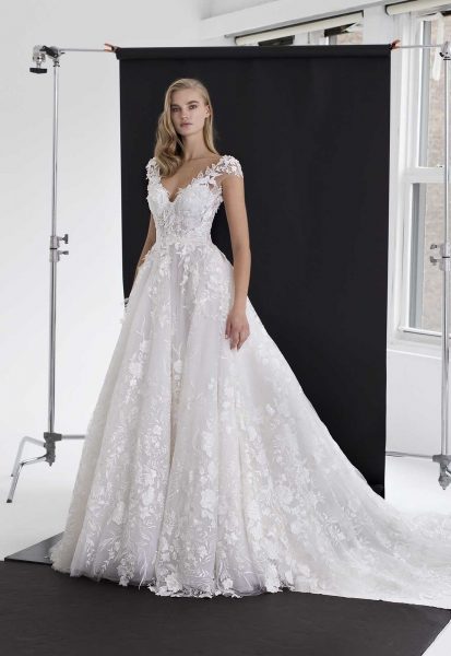 Floral Applique Tulle Ball Gown | Kleinfeld Bridal