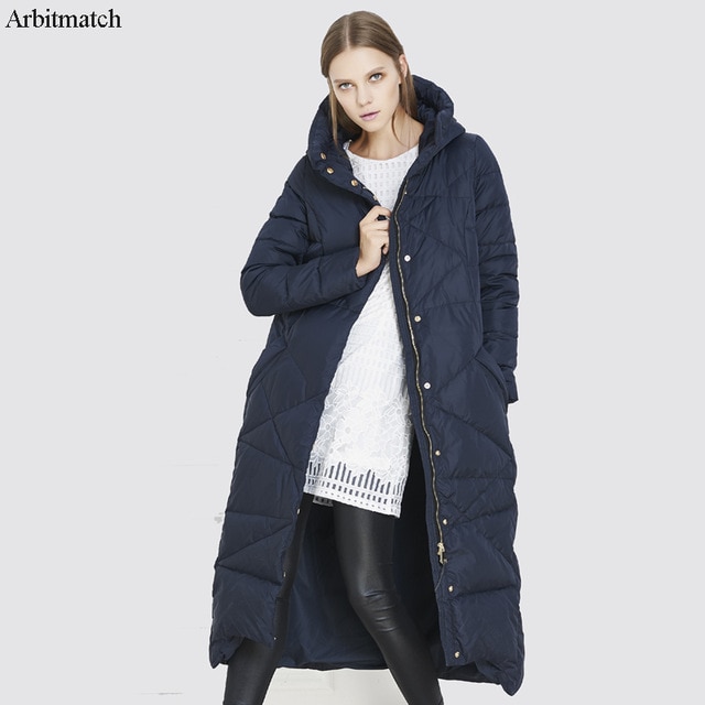 Arbitmatch Fashion Women's Long Hooded Down Jacket Female Duck Down