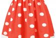 Women Red and White Polka Dot Flared Midi Skirt at Amazon Women's