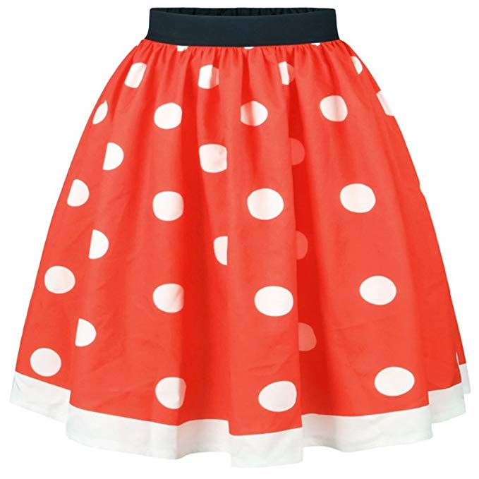 Look cute with the red and
white polka dot skirt