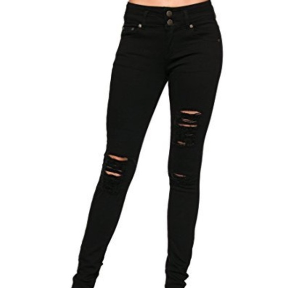 Pants | Like New Cling Girl Black Ripped Skinny Jeans | Poshmark