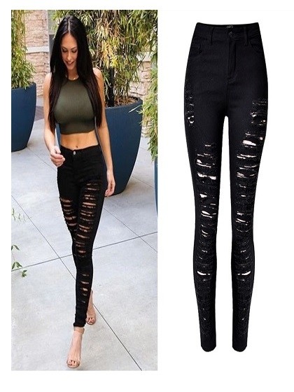 Black Extreme Ripped Skinny Jeans #Chic166850 | WithChic