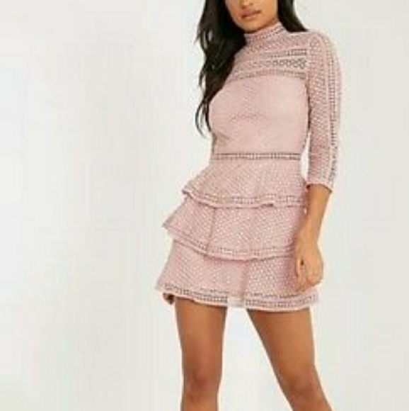 Pretty Little Thing Dresses | Pink Lace Ruffle Dress | Poshmark