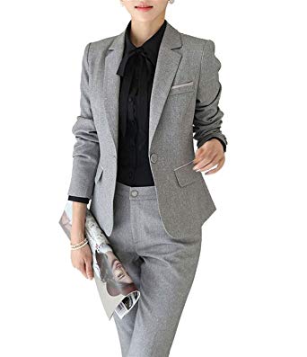 LOKOUO Pant Suits For Women Business Office 2 Pieces Trouser Suit at