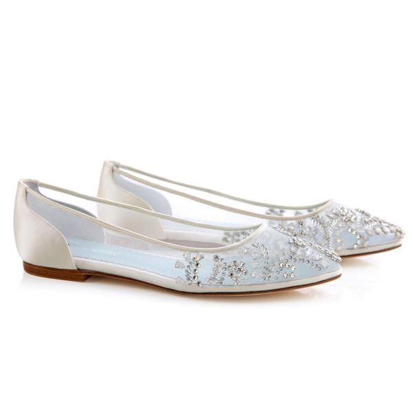 Willow Luxury Jewel Ivory Cinderella Wedding Flats | Bella Belle Shoes