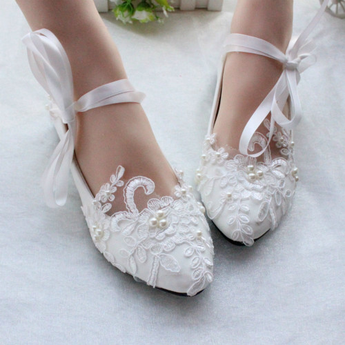 White/Ivory Wedding Shoes,Lace Dance Shoes,Bridal Flats,Wedding